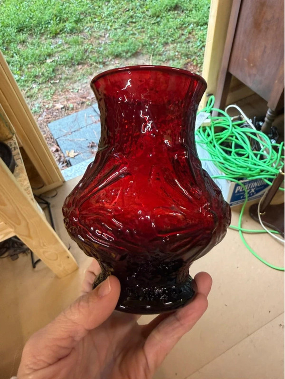 vintage Anchor Hocking Royal Ruby Red Rainflower vase